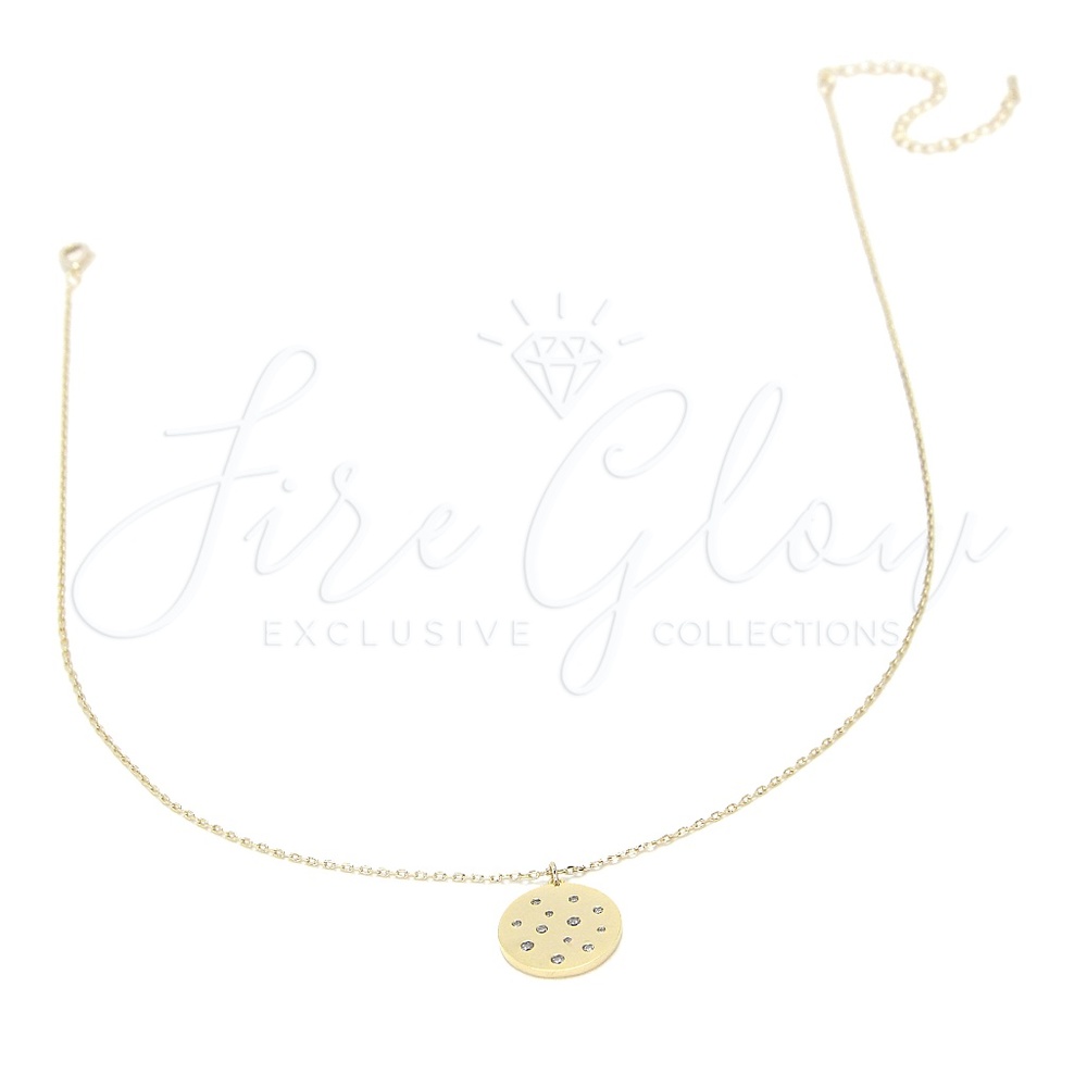 Gold Studded Disc Pendant Necklace - Picture 2 of 8